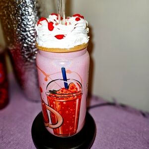 Pink Tumbler with Whipped Cream Lid